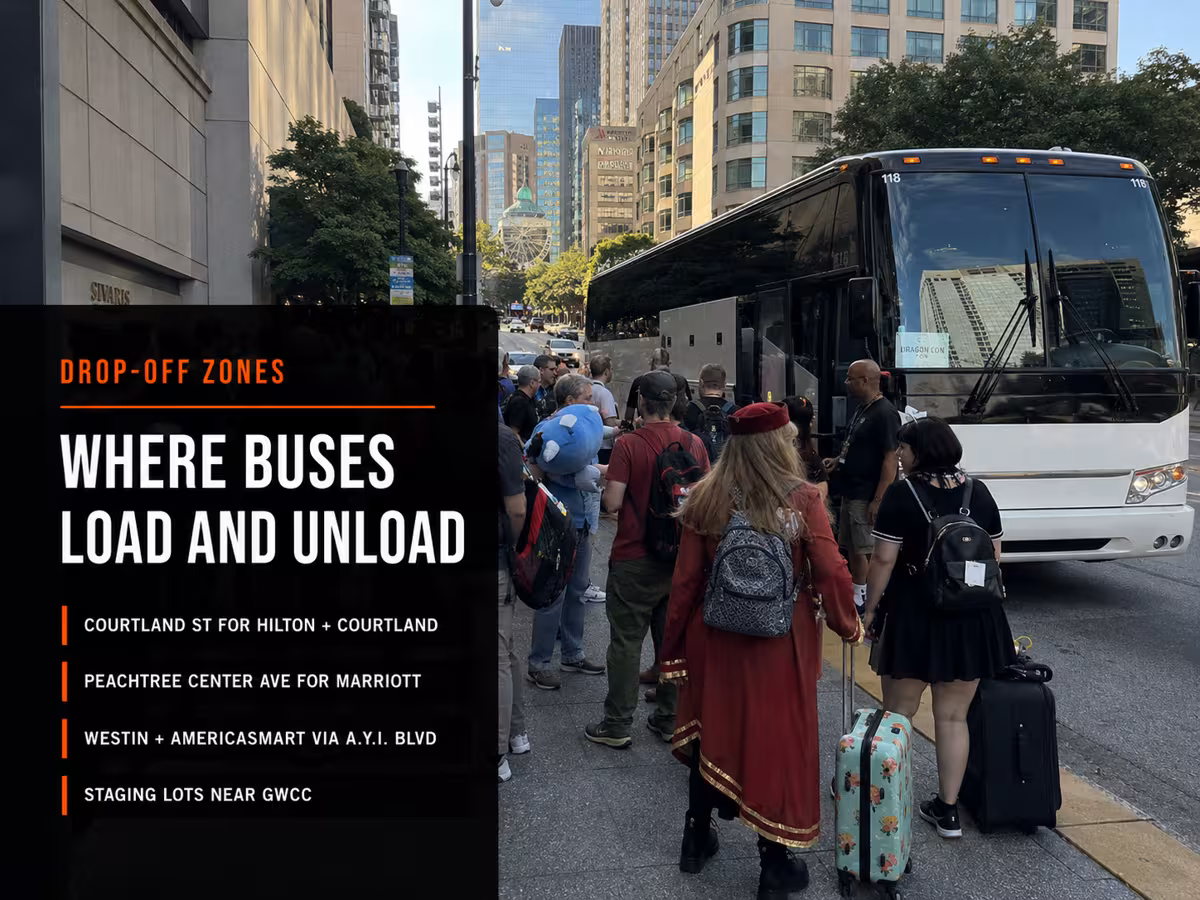 Charter Bus Drop-Off and Pickup Near the Dragon Con Hotels — Party Bus in Atlanta