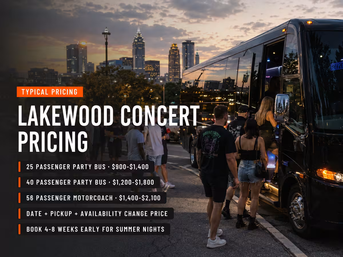 Concert Bus Rental Pricing for Lakewood Amphitheatre — Party Bus in Atlanta