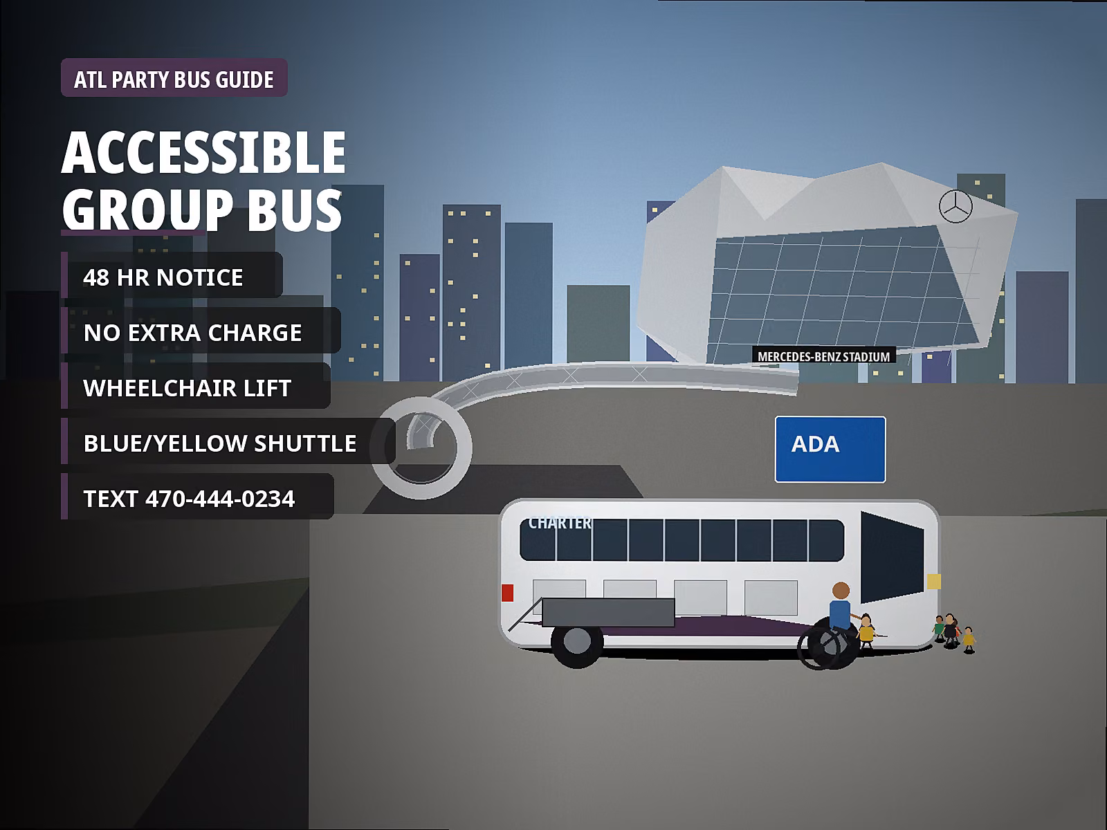 ADA-accessible bus serving Mercedes-Benz Stadium