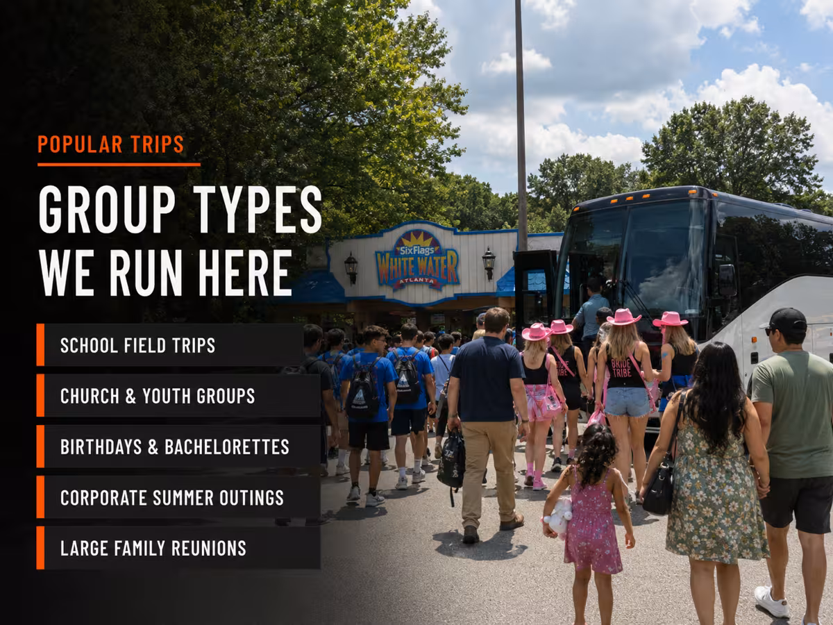 Group Trips We Run to Six Flags White Water — Party Bus in Atlanta
