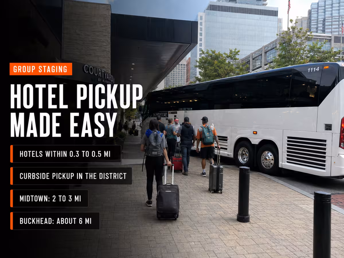 Hotel Blocks and Group Pickup Logistics Near State Farm Arena — Party Bus in Atlanta