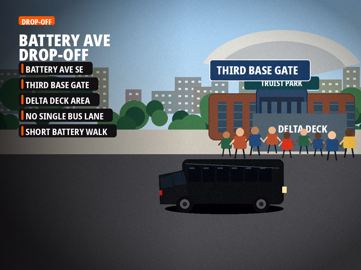 Charter bus drop-off area near Truist Park