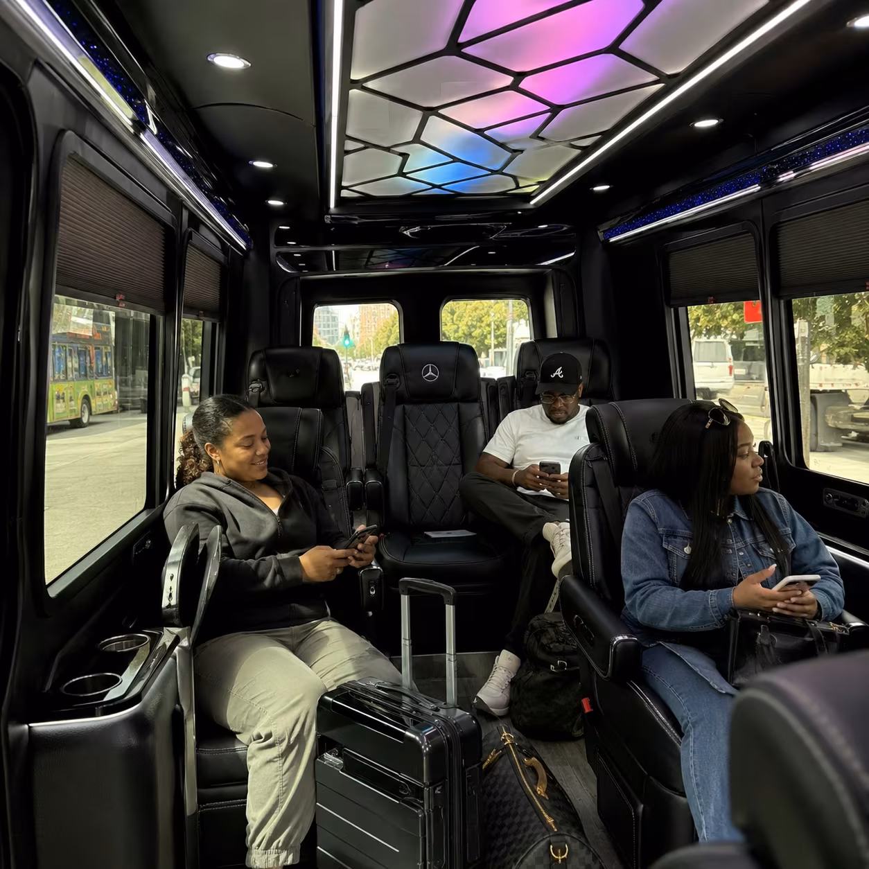Interior of a Atlanta Sprinter van with luggage