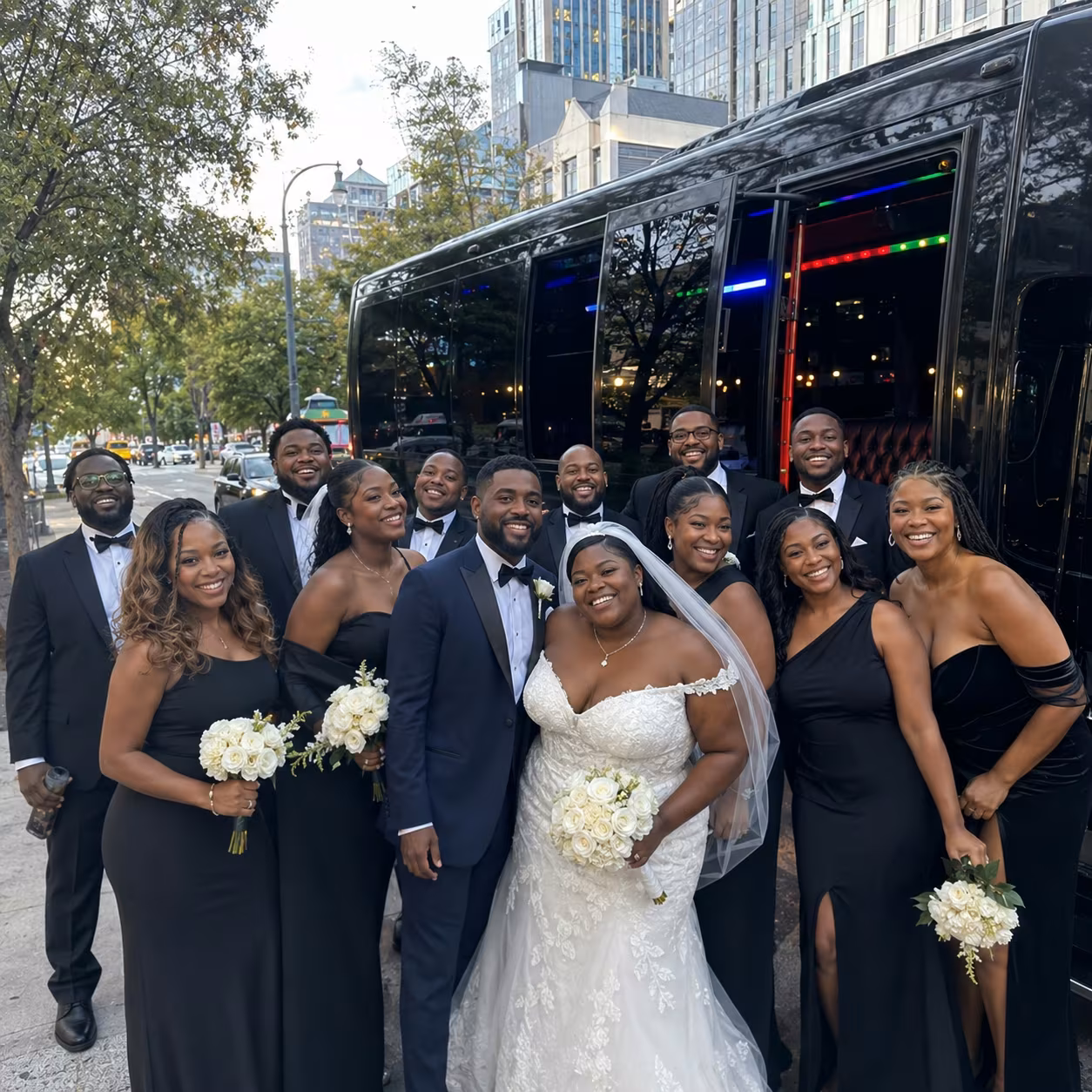 Atlanta wedding party bus shuttle ready for guests