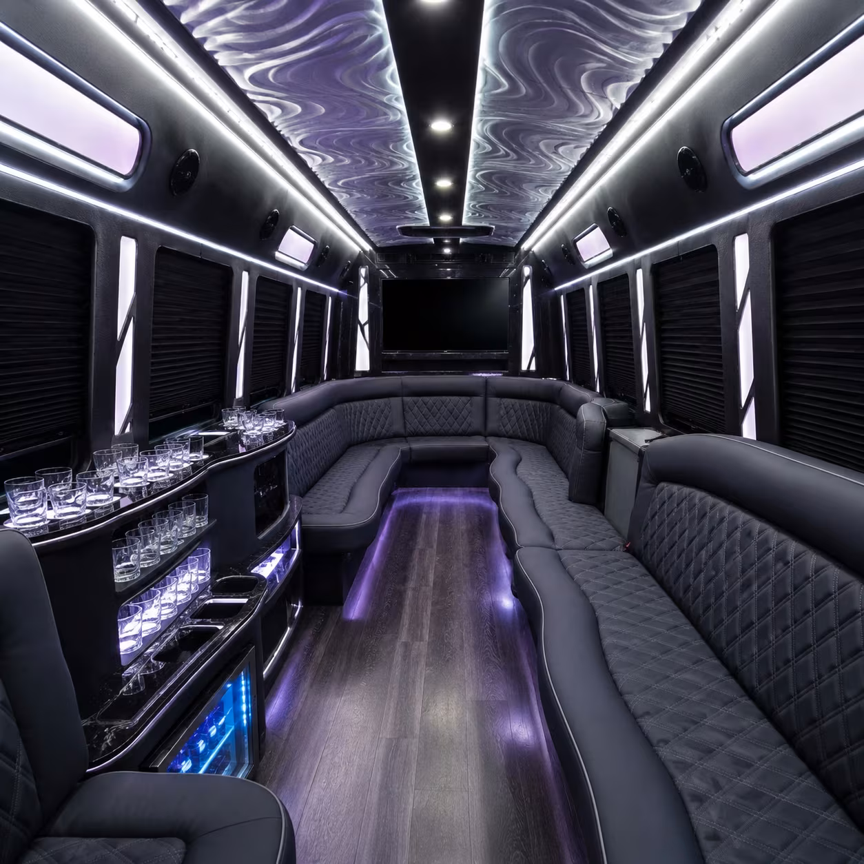 15 Passenger Party Bus Interior