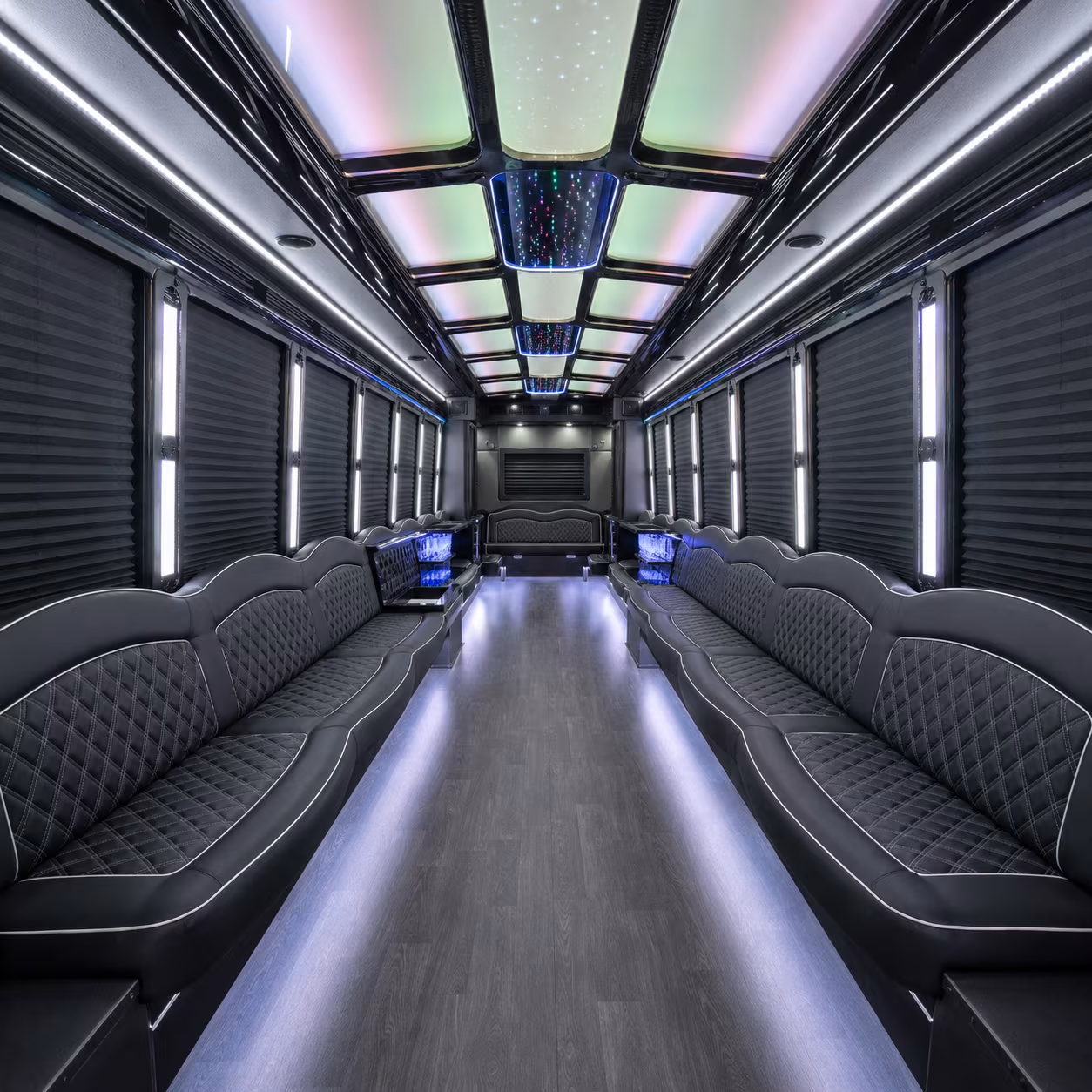 Party Bus in Stonecrest luxury party bus parked on a metro Atlanta street