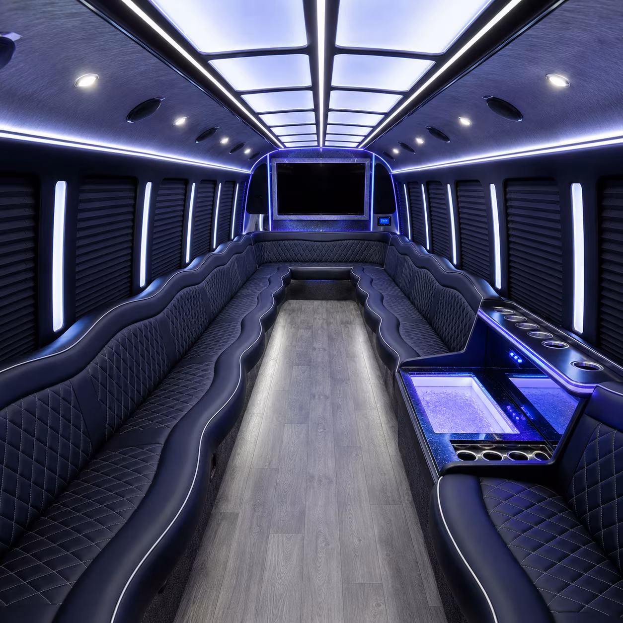 28 Passenger Party Bus Interior