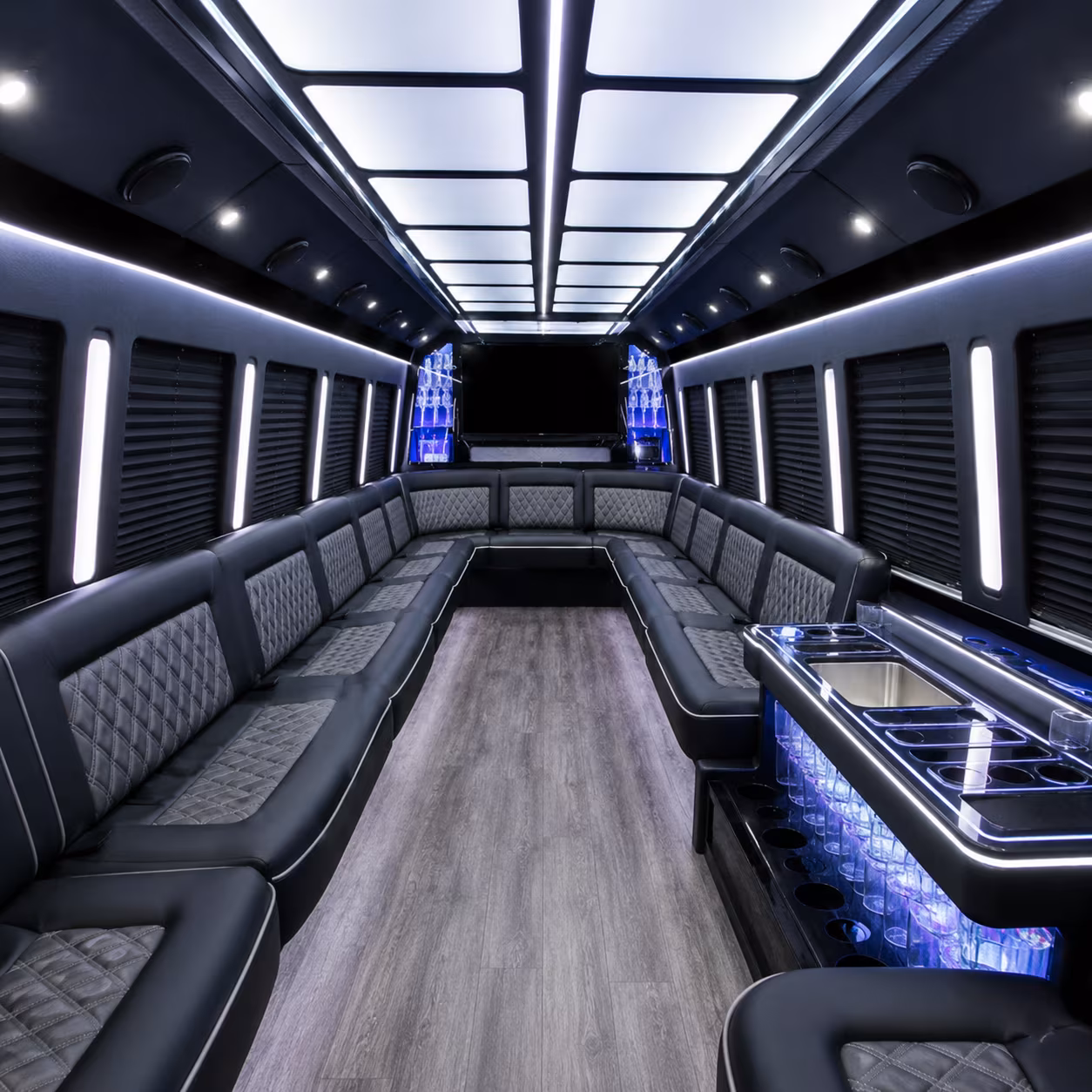 20 Passenger Party Bus Interior