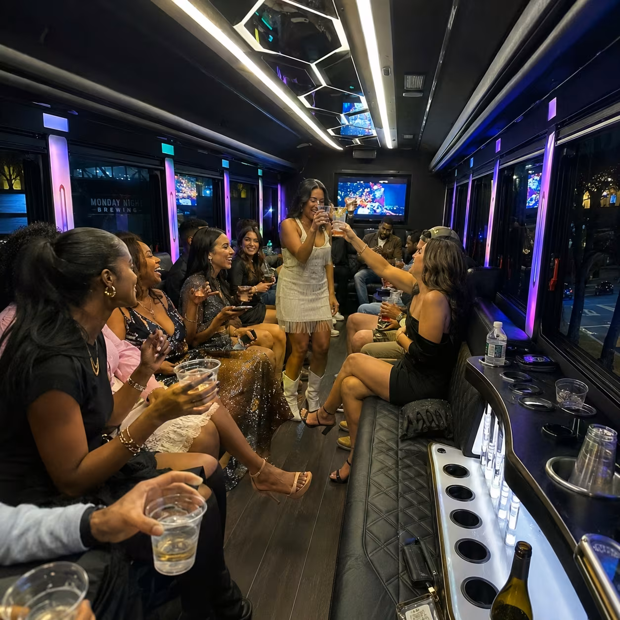 Brewery distillery interior for a metro Atlanta bachelor & bachelorette party bus rental