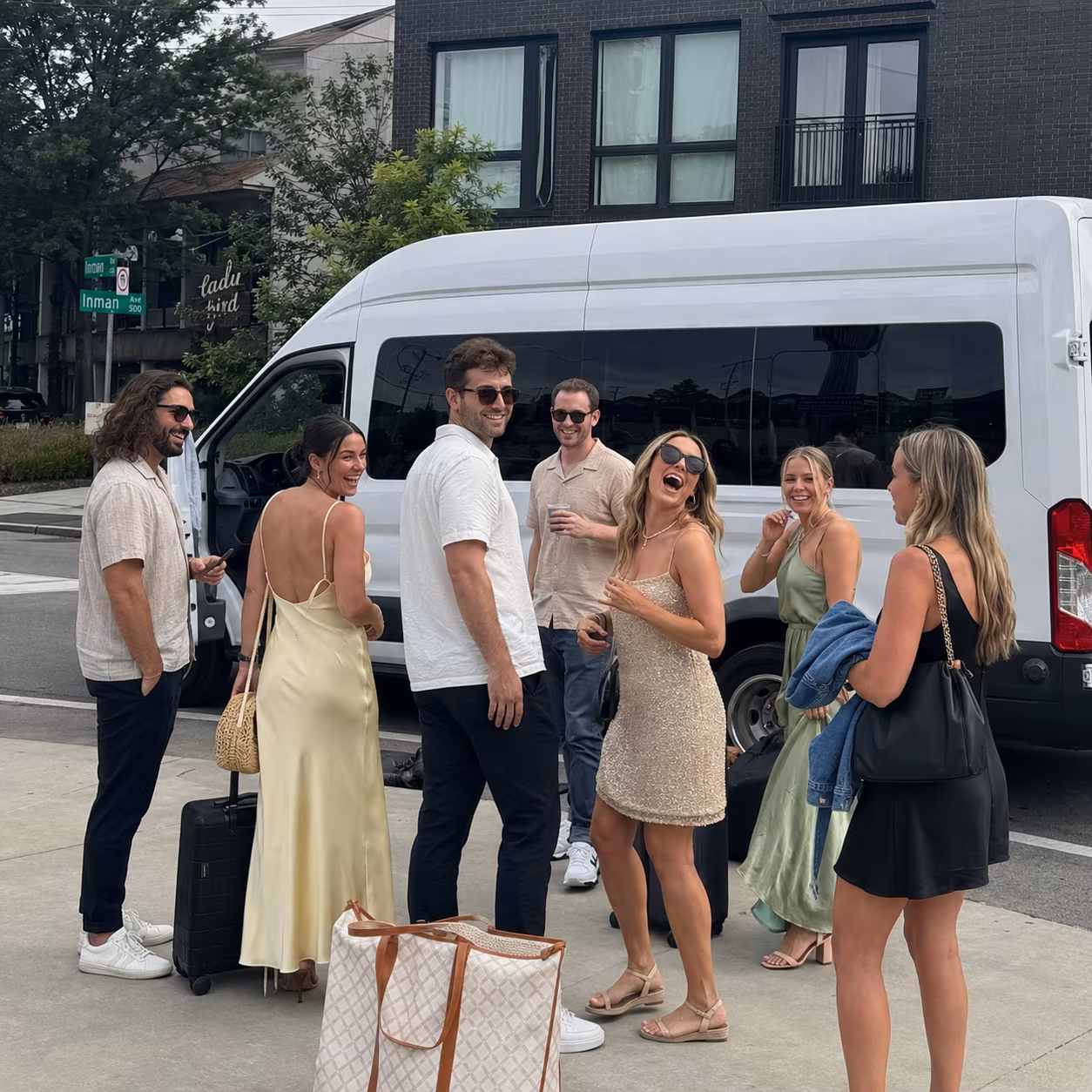 Minibus airbnb boarding for a metro Atlanta bachelor & bachelorette party bus rental