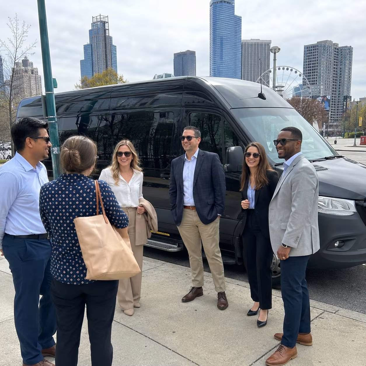 Corporate event transportation sprinter van exterior 2 for a metro Atlanta corporate event party bus rental