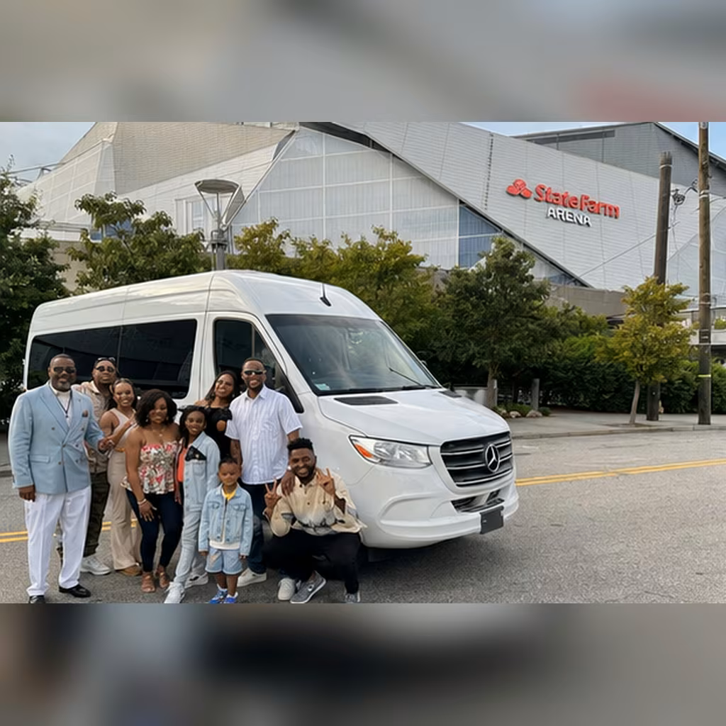 Private event transportation minibus exterior for a metro Atlanta private event party bus rental