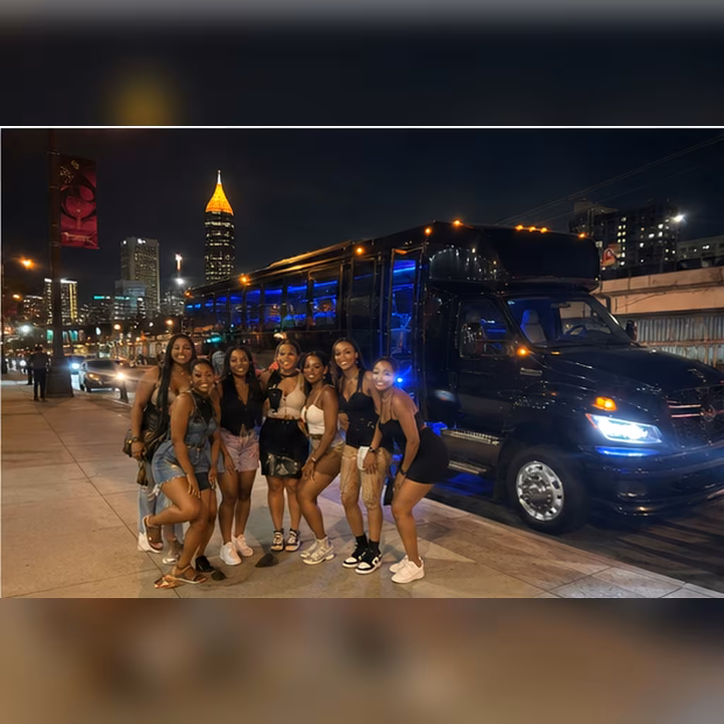 Private event transportation party bus interior LED lighting 8 for a metro Atlanta private event party bus rental