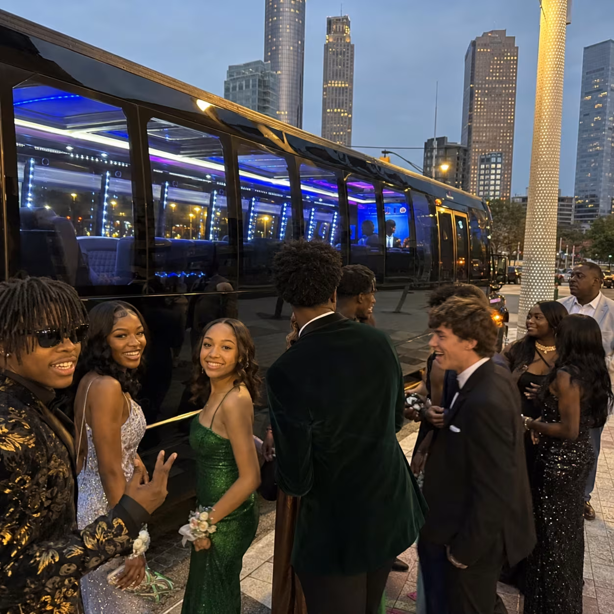 Prom party bus party bus interior LED lighting 11 for a metro Atlanta prom party bus rental