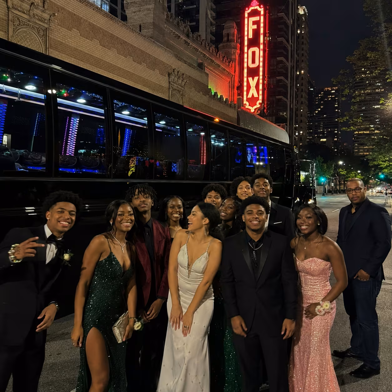 Prom party bus party bus interior LED lighting 13 for a metro Atlanta prom party bus rental