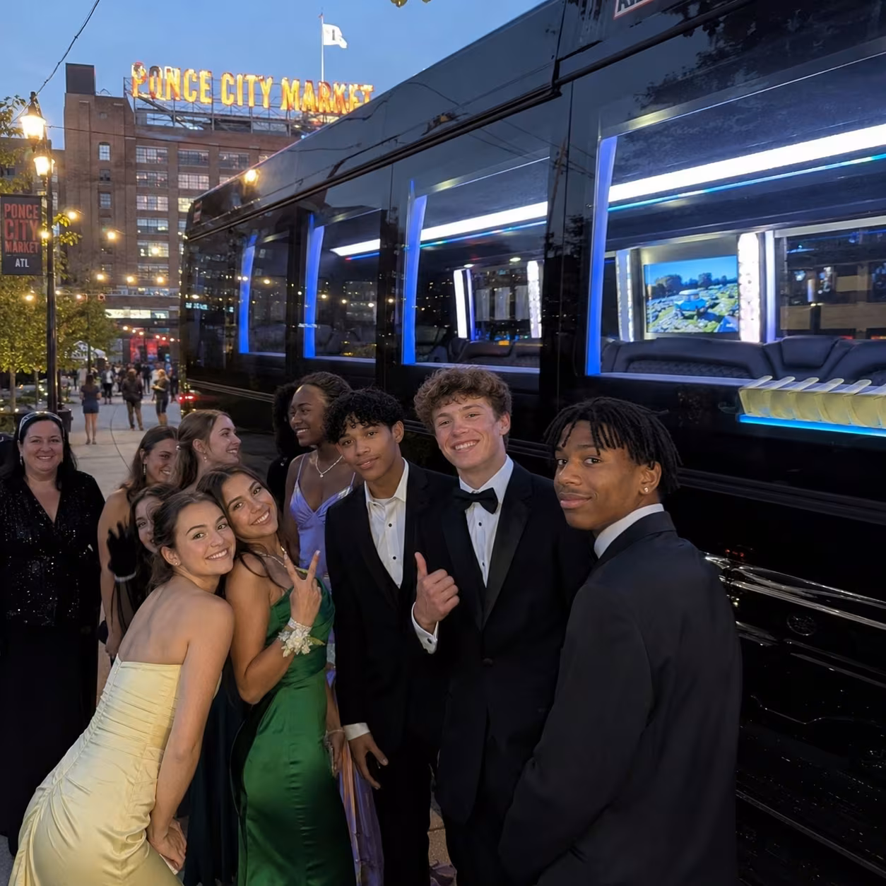 Prom party bus party bus interior LED lighting 15 for a metro Atlanta prom party bus rental
