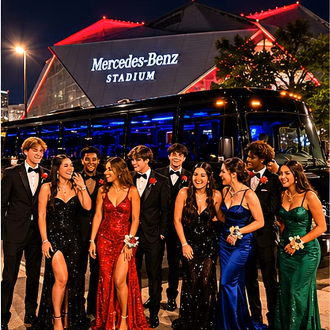 Prom party bus party bus interior LED lighting 2 for a metro Atlanta prom party bus rental