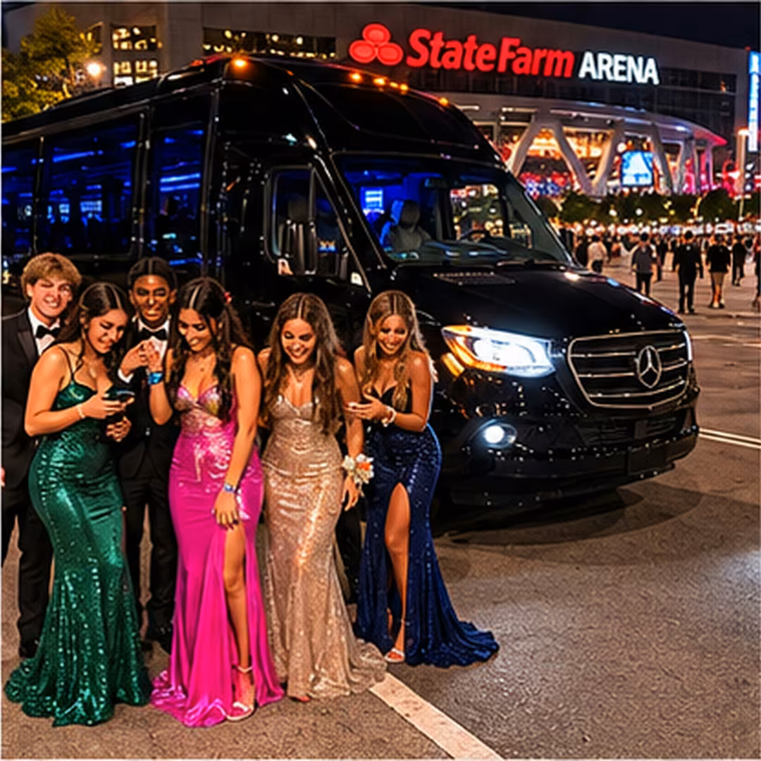 Prom party bus party bus interior LED lighting 5 for a metro Atlanta prom party bus rental