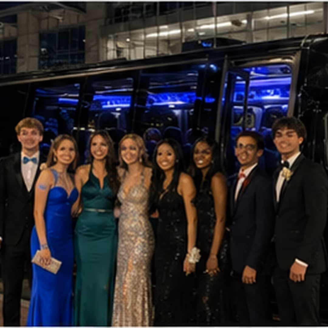 Prom party bus party bus interior LED lighting 7 for a metro Atlanta prom party bus rental