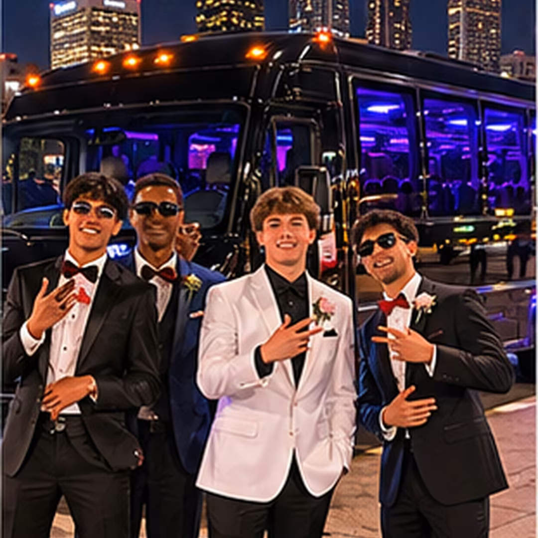 Prom party bus party bus interior LED lighting 9 for a metro Atlanta prom party bus rental