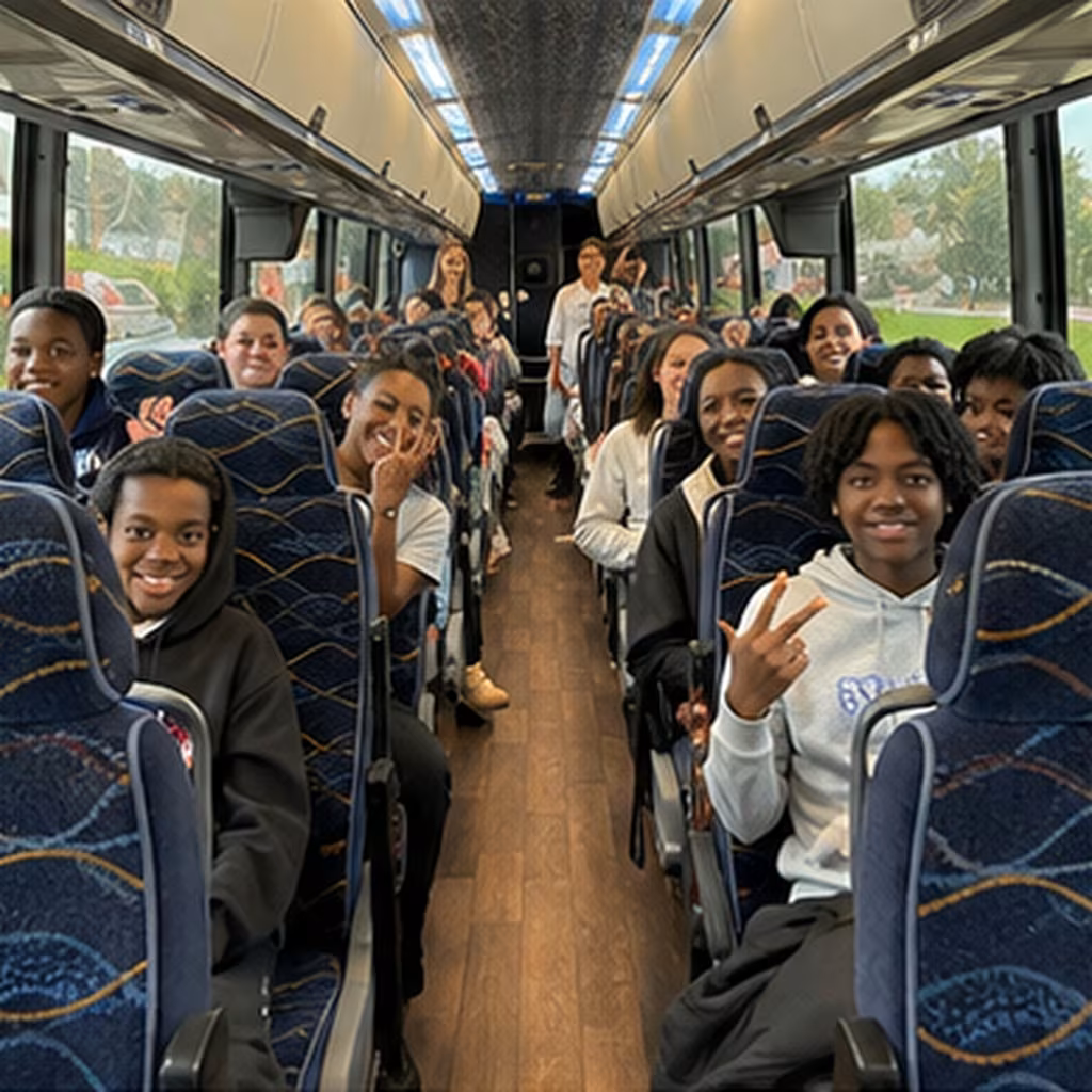 School event bus charter bus interior seating for a metro Atlanta school & field-trip bus rental