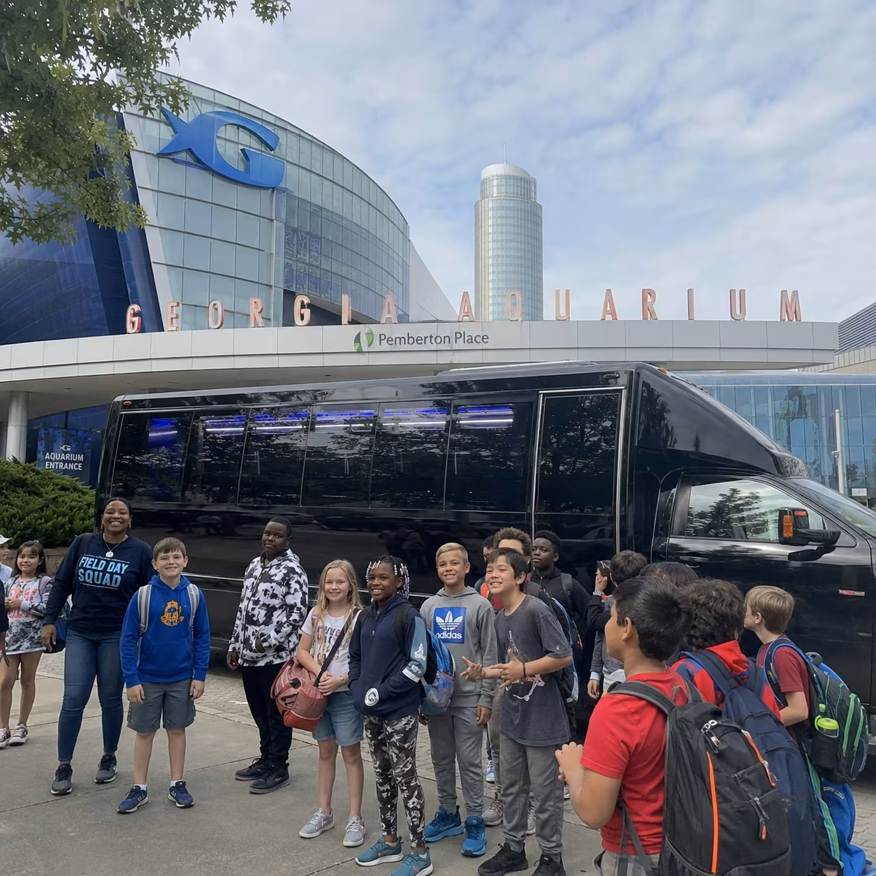 School event bus party bus interior LED lighting 4 for a metro Atlanta school & field-trip bus rental