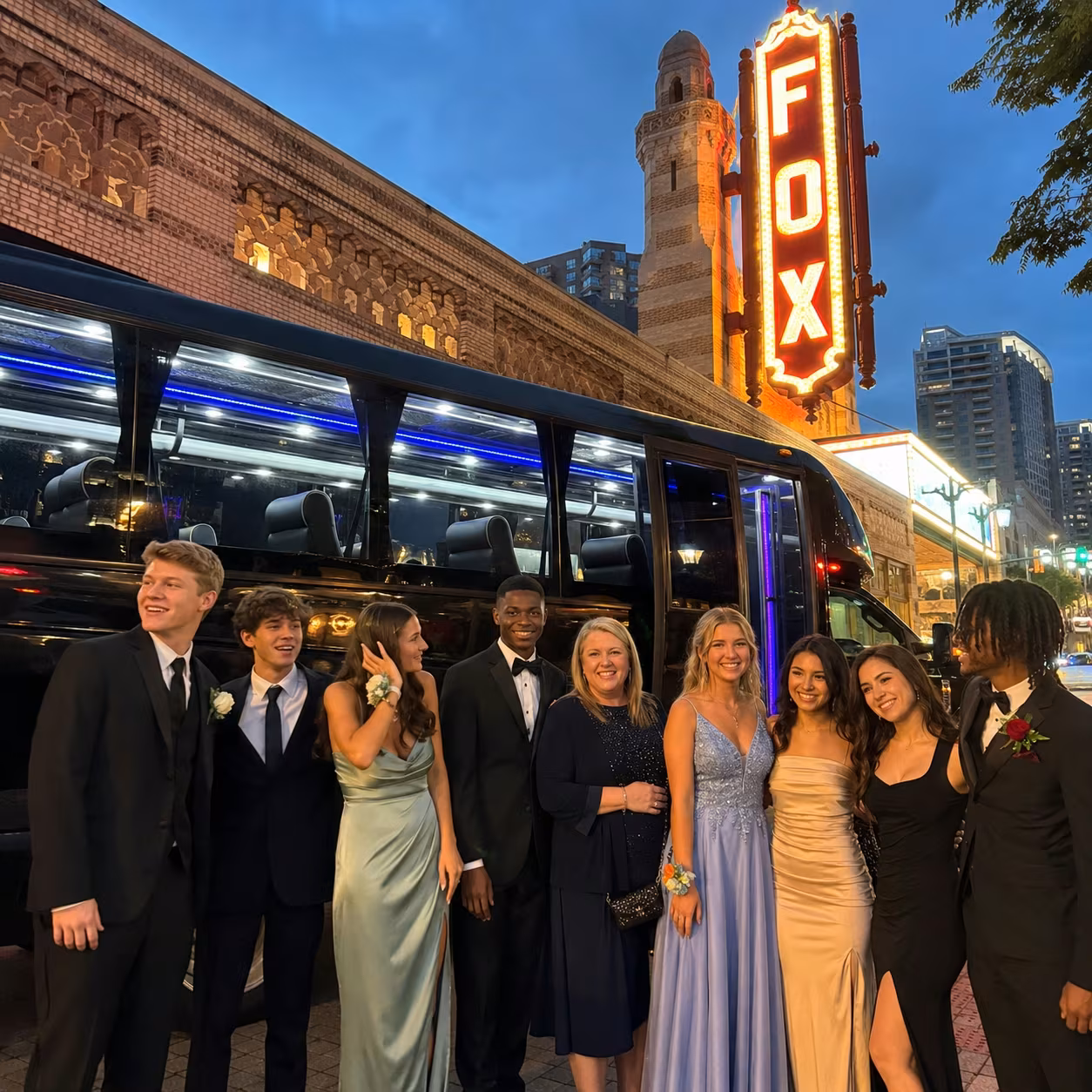 School event bus party bus interior LED lighting 7 for a metro Atlanta school & field-trip bus rental