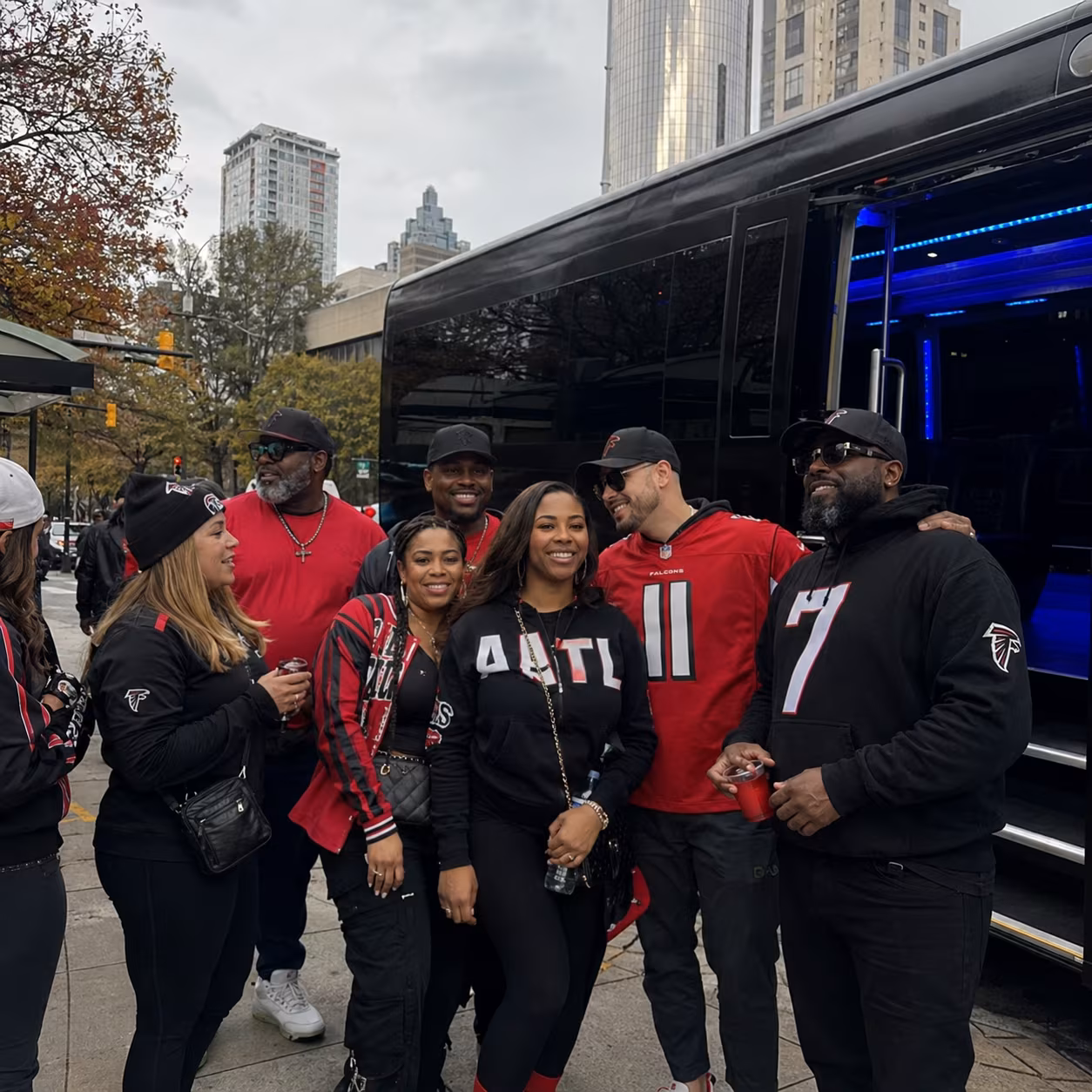 Sporting event bus party bus interior LED lighting 5 for a metro Atlanta sporting event party bus rental