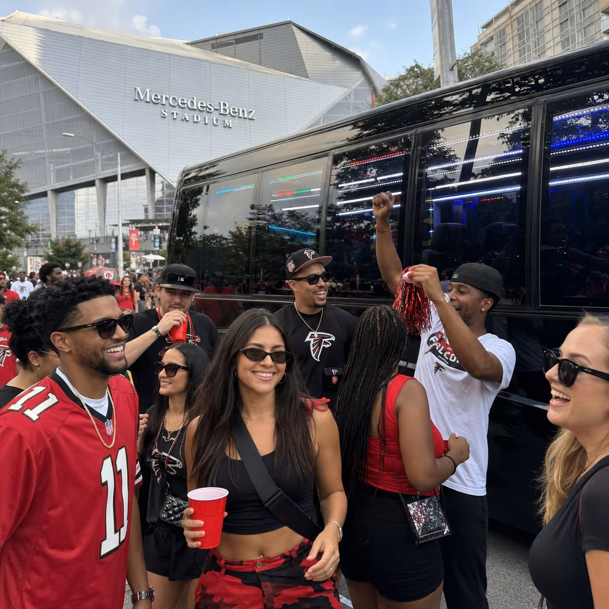 Sporting event bus party bus interior LED lighting 7 for a metro Atlanta sporting event party bus rental