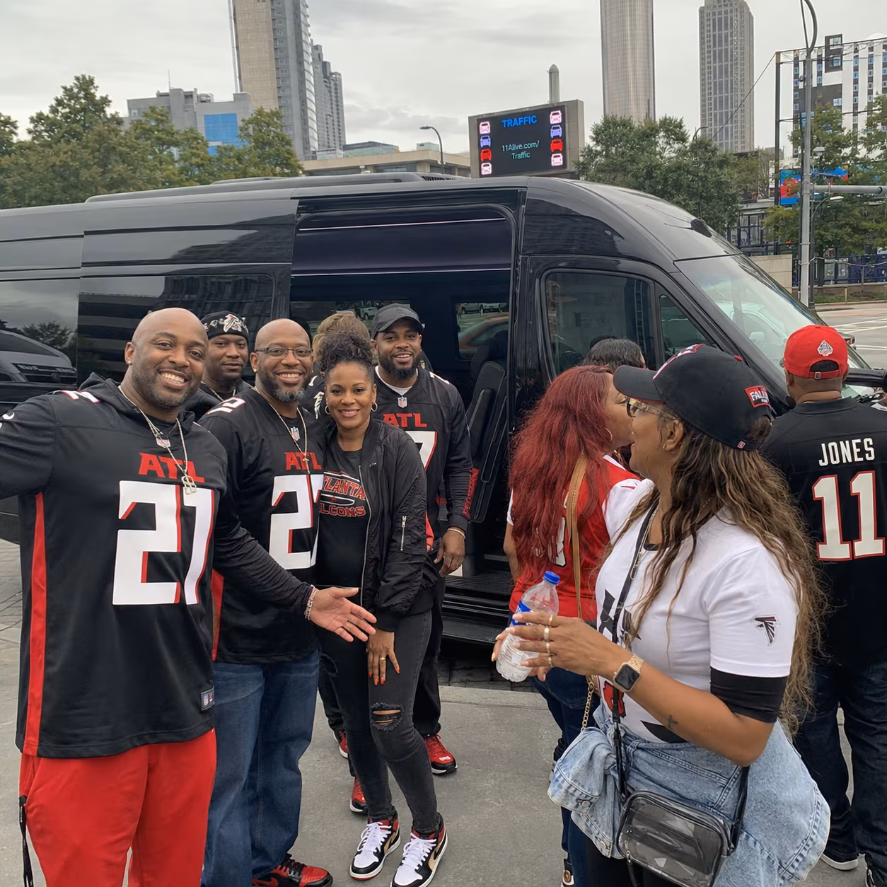 Sporting event bus sprinter van exterior for a metro Atlanta sporting event party bus rental