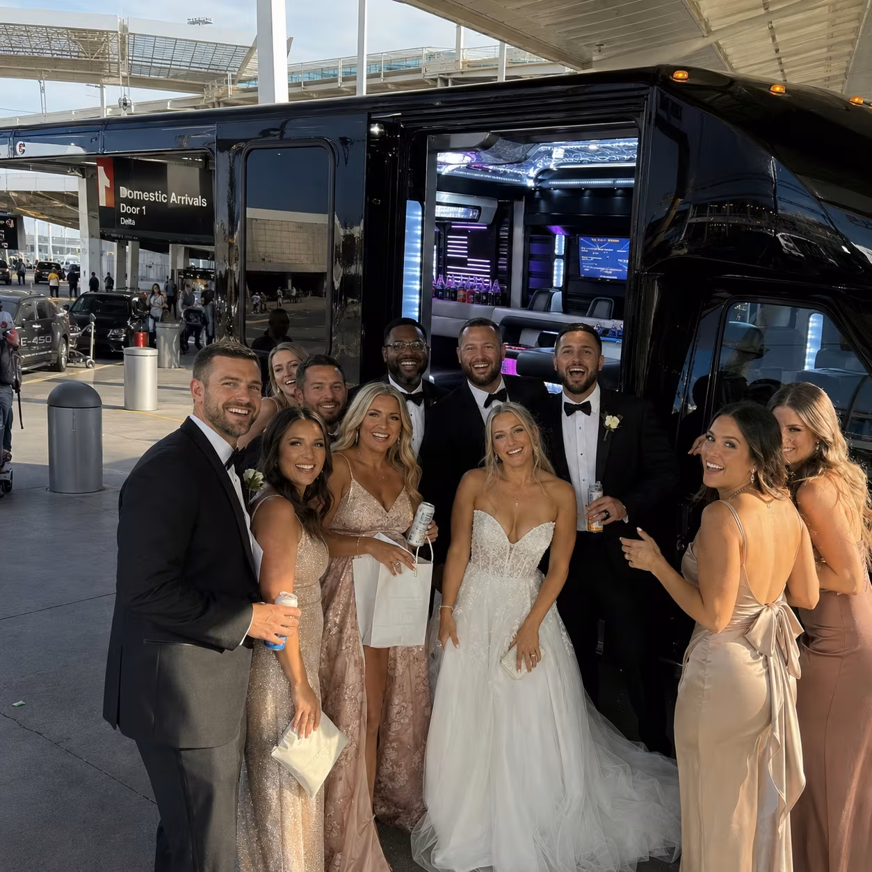Wedding transportation party bus interior LED lighting 6 for a metro Atlanta wedding party bus rental