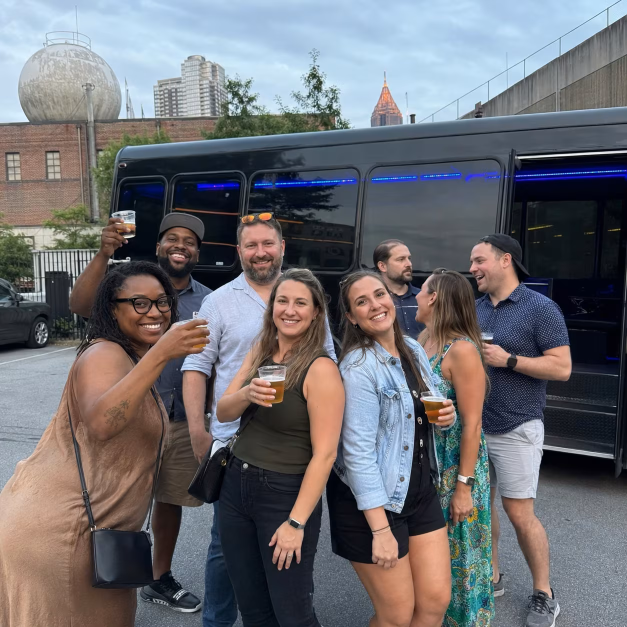 Winery tour party bus party bus interior LED lighting 8 for a metro Atlanta winery tour & pub crawl party bus rental